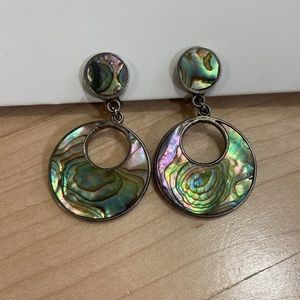 Vintage Mexican sterling & abelone screw on earrings